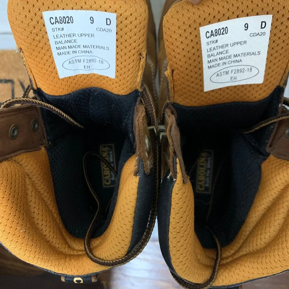 Carolina Work Boots Mens 9 D Brown CA8020 Leather Waterproof EH Slip Resistant